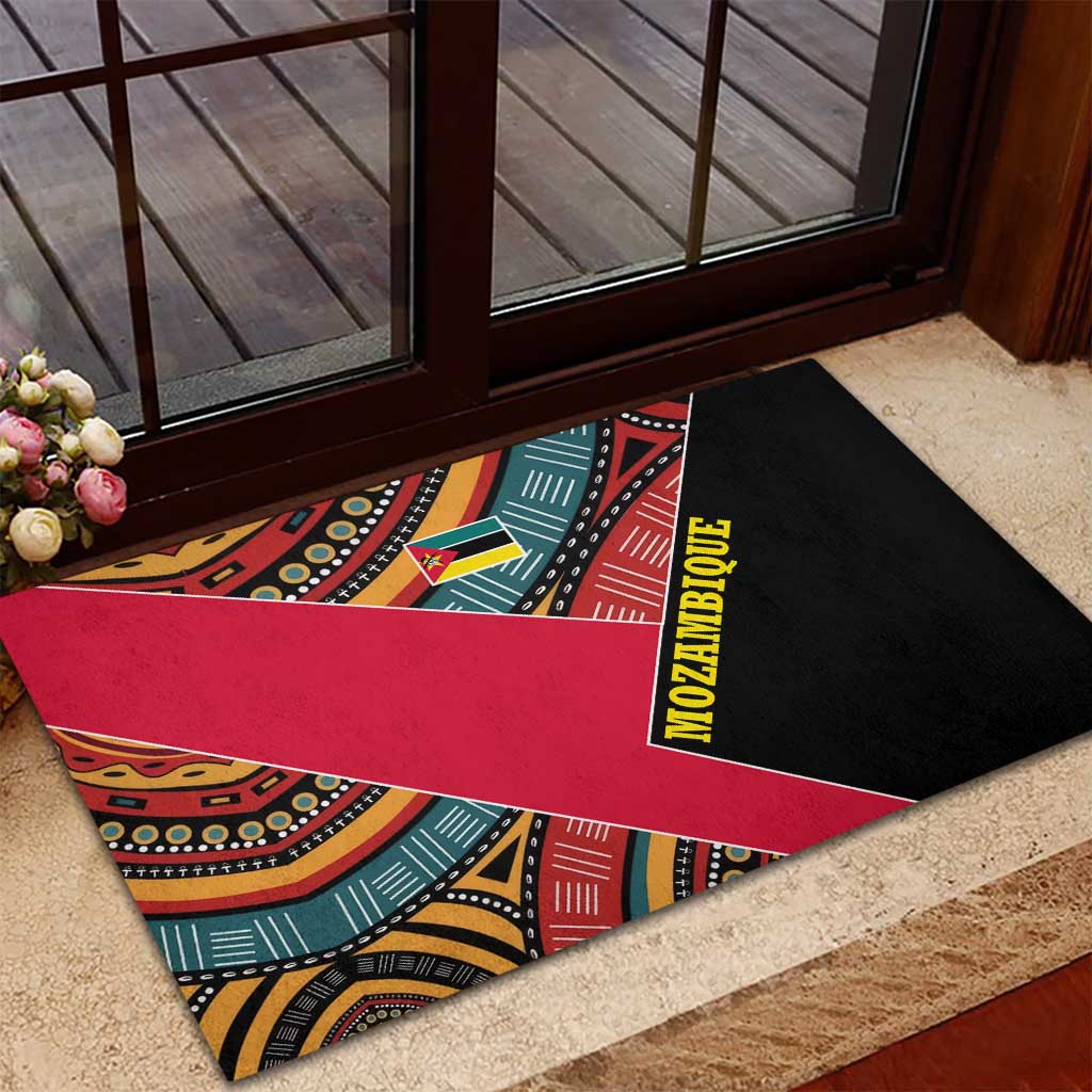 Mozambique Rubber Doormat Red Black Geometric Design and Tribal Pattern - African Pride