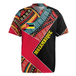 Mozambique Rugby Jersey Red Black Geometric Design and Tribal Pattern - African Pride