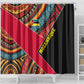 Mozambique Shower Curtain Red Black Geometric Design and Tribal Pattern - African Pride