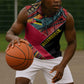 Mozambique Sleeveless Hoodie Red Black Geometric Design and Tribal Pattern - African Pride