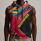 Mozambique Sleeveless Hoodie Red Black Geometric Design and Tribal Pattern - African Pride