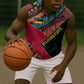 Mozambique Sleeveless Zip Hoodie Red Black Geometric Design and Tribal Pattern - African Pride