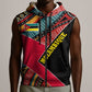 Mozambique Sleeveless Zip Hoodie Red Black Geometric Design and Tribal Pattern - African Pride