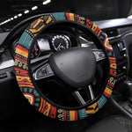 Mozambique Steering Wheel Cover Red Black Geometric Design and Tribal Pattern - African Pride