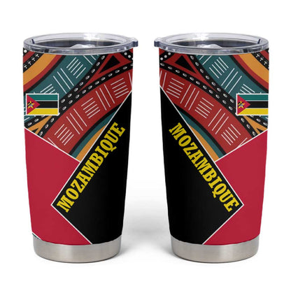 Mozambique Tumbler Cup Red Black Geometric Design and Tribal Pattern - African Pride