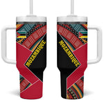 Mozambique Tumbler With Handle Red Black Geometric Design and Tribal Pattern - African Pride