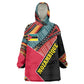 Mozambique Wearable Blanket Hoodie Red Black Geometric Design and Tribal Pattern - African Pride
