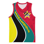 Mozambique Basketball Jersey Red Yellow Green Wave Design TS04