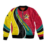 Mozambique Bomber Jacket Red Yellow Green Wave Design - African Pride