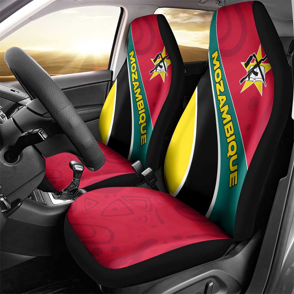 Mozambique Car Seat Cover Red Yellow Green Wave Design - African Pride