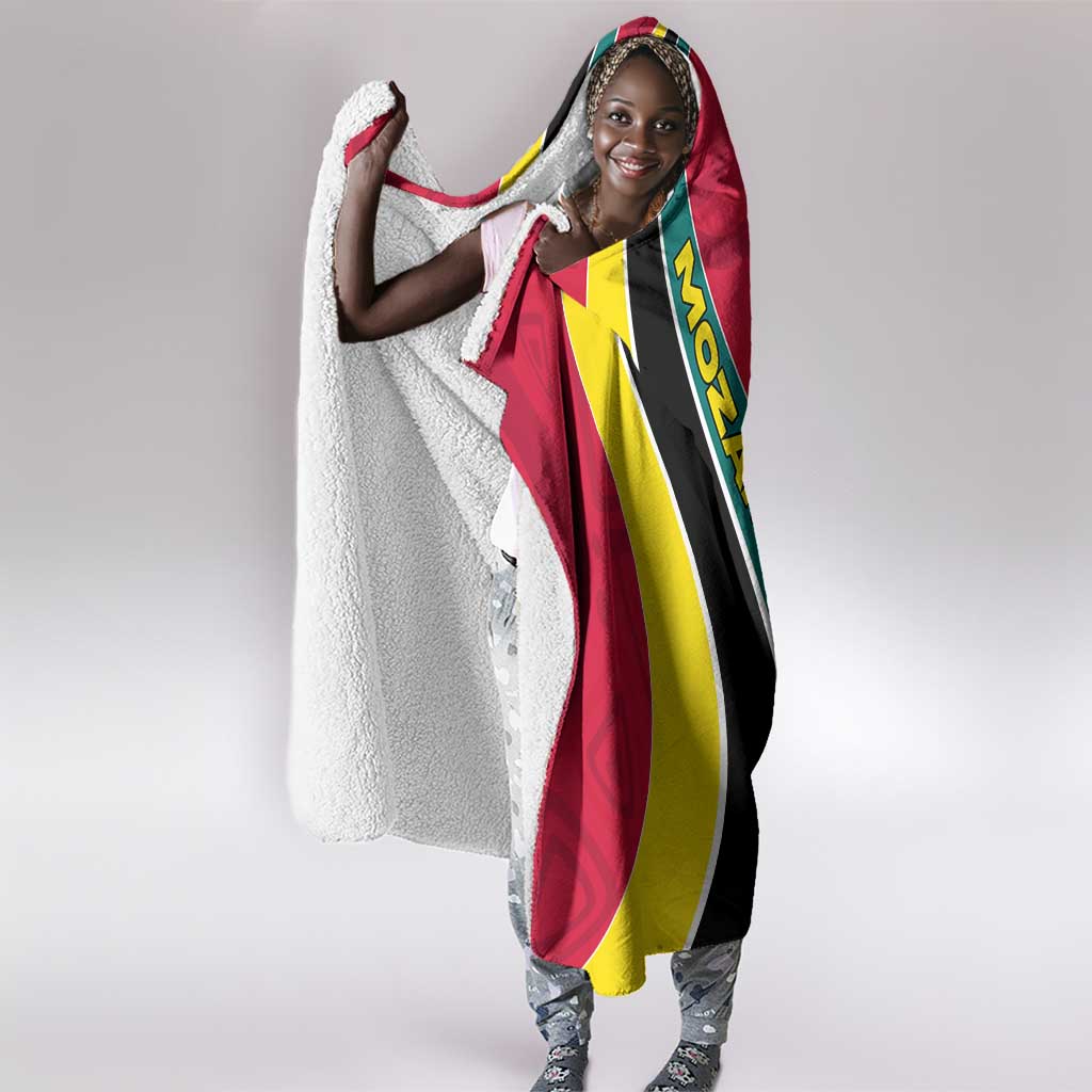 Mozambique Hooded Blanket Red Yellow Green Wave Design - African Pride