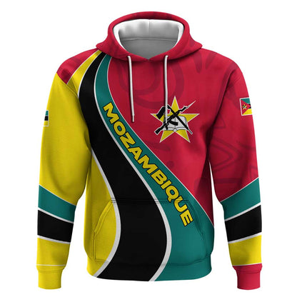 Mozambique Hoodie Red Yellow Green Wave Design - African Pride