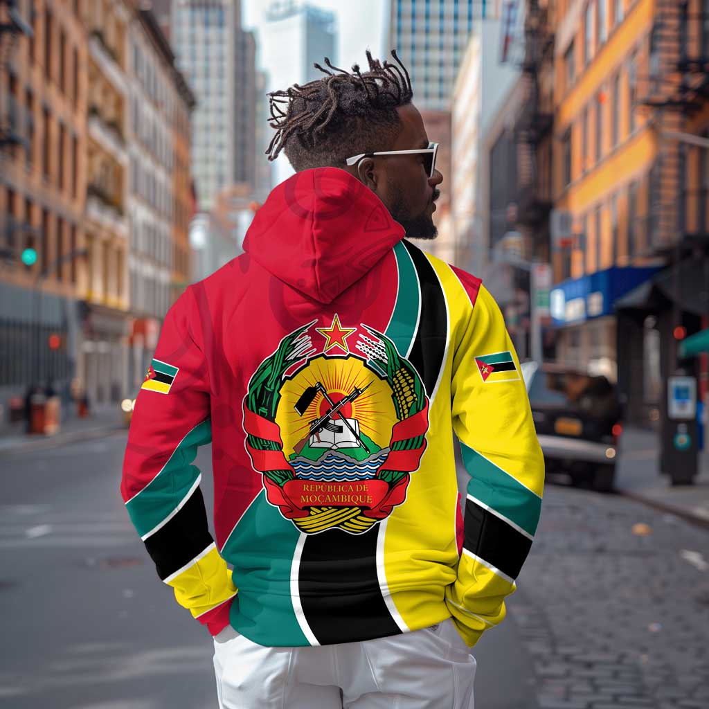 Mozambique Hoodie Red Yellow Green Wave Design - African Pride