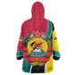 Mozambique Kid Wearable Blanket Hoodie Red Yellow Green Wave Design - African Pride