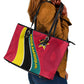 Mozambique Leather Tote Bag Red Yellow Green Wave Design - African Pride