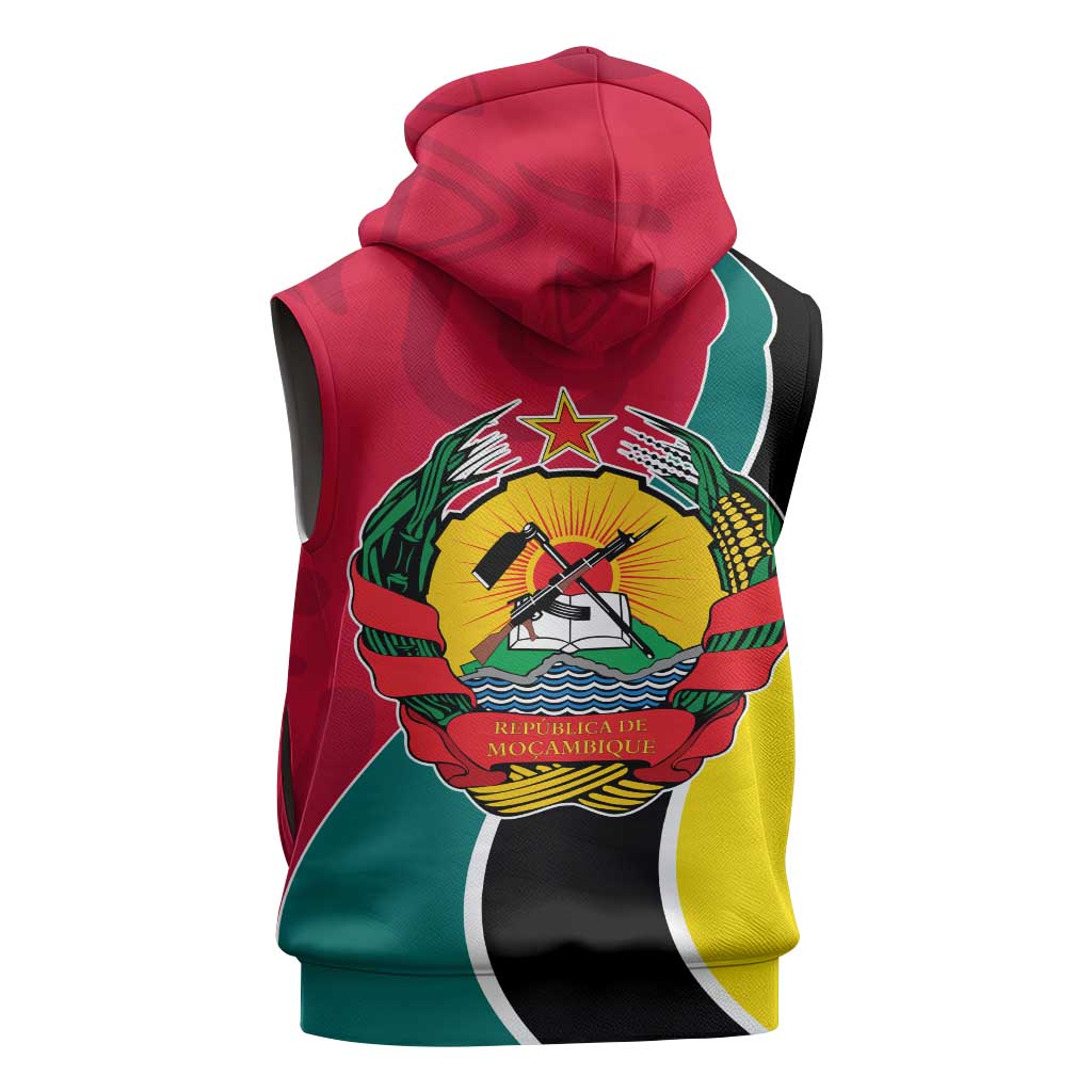 Mozambique Sleeveless Hoodie Red Yellow Green Wave Design - African Pride
