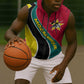 Mozambique Sleeveless Zip Hoodie Red Yellow Green Wave Design - African Pride