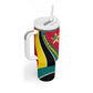 Mozambique Tumbler With Handle Red Yellow Green Wave Design - African Pride