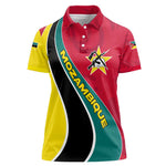 Mozambique Women Polo Shirt Red Yellow Green Wave Design - African Pride