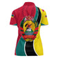 Mozambique Women Polo Shirt Red Yellow Green Wave Design - African Pride