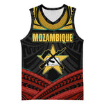 Mozambique Basketball Jersey Black Red Tribal Design Map TS04