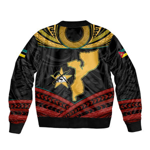 Mozambique Bomber Jacket Black Red Tribal Design Map - African Pride
