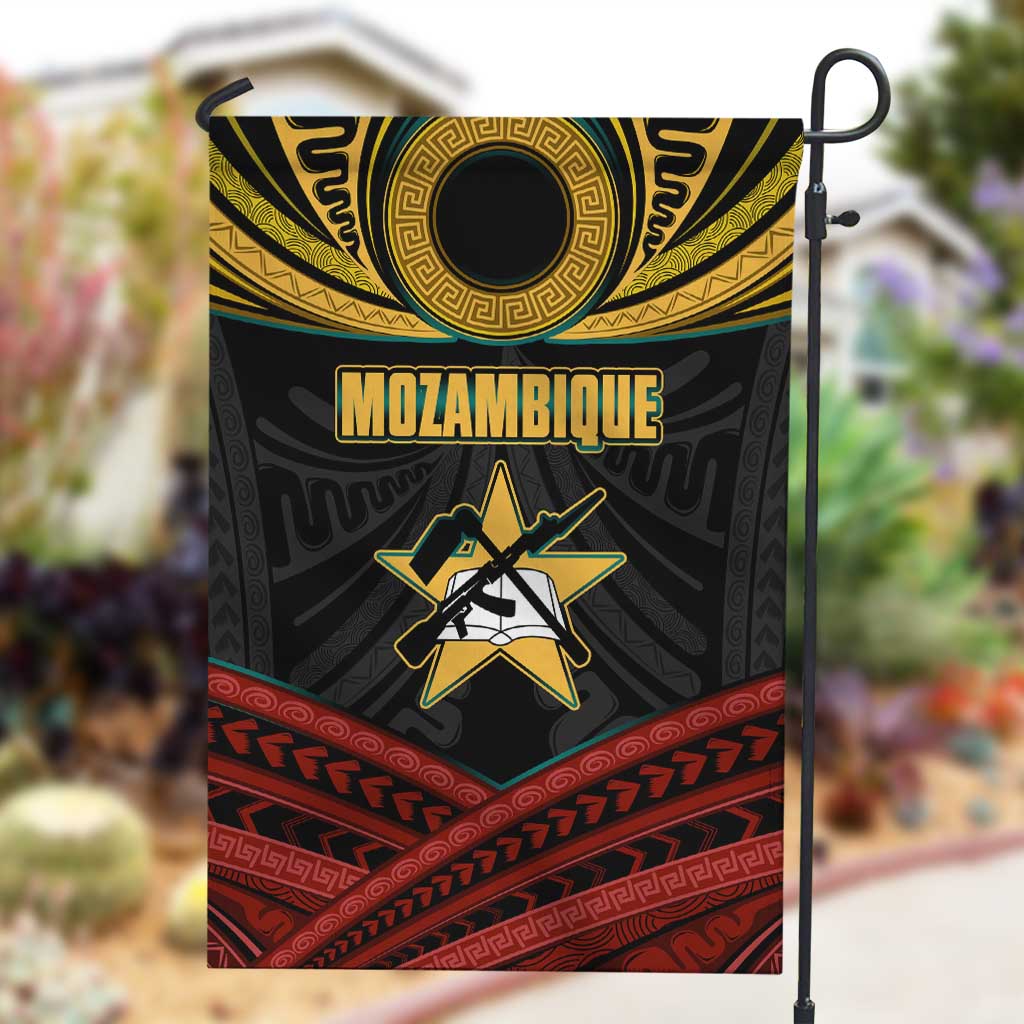 Mozambique Garden Flag Black Red Tribal Design Map - African Pride