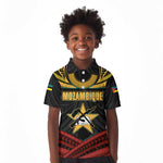 Mozambique Kid Polo Shirt Black Red Tribal Design Map - African Pride