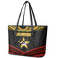 Mozambique Leather Tote Bag Black Red Tribal Design Map - African Pride