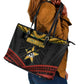 Mozambique Leather Tote Bag Black Red Tribal Design Map - African Pride