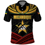 Mozambique Polo Shirt Black Red Tribal Design Map - African Pride