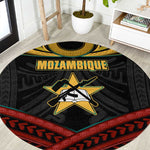 Mozambique Round Carpet Black Red Tribal Design Map - African Pride