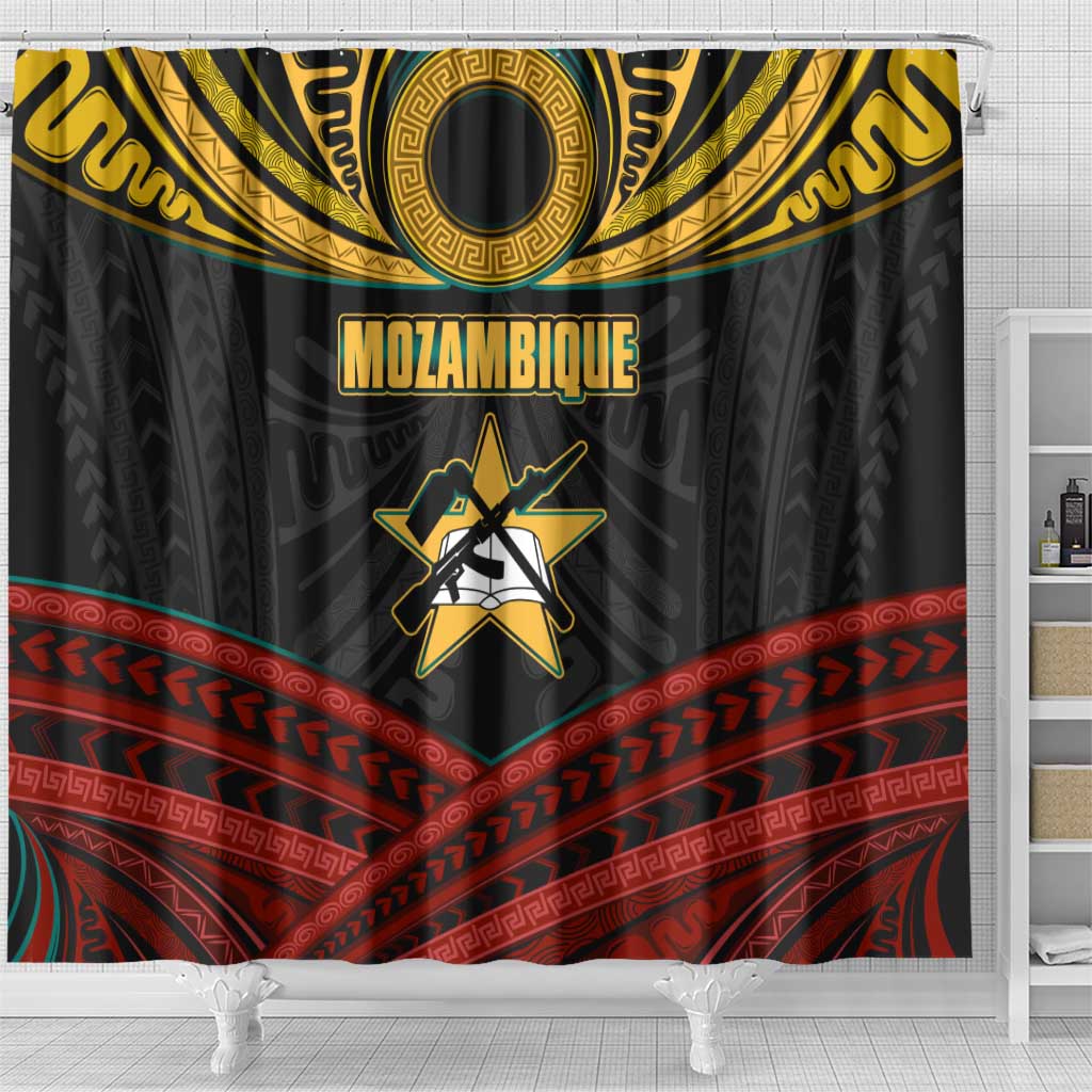 Mozambique Shower Curtain Black Red Tribal Design Map - African Pride