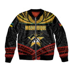 Mozambique Sleeve Zip Bomber Jacket Black Red Tribal Design Map - African Pride
