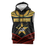 Mozambique Sleeveless Hoodie Black Red Tribal Design Map - African Pride