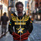 Mozambique Zip Hoodie Black Red Tribal Design Map - African Pride