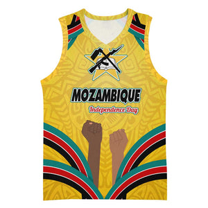 Mozambique Basketball Jersey Yellow Red Green Swirl Independence Day TS04