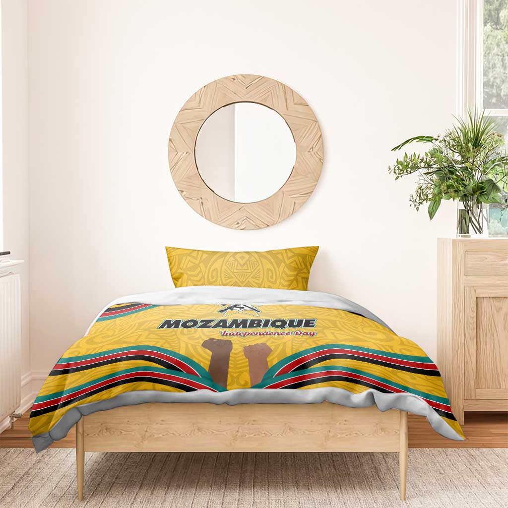 Mozambique Bedding Set Yellow Red Green Swirl Independence Day - African Pride