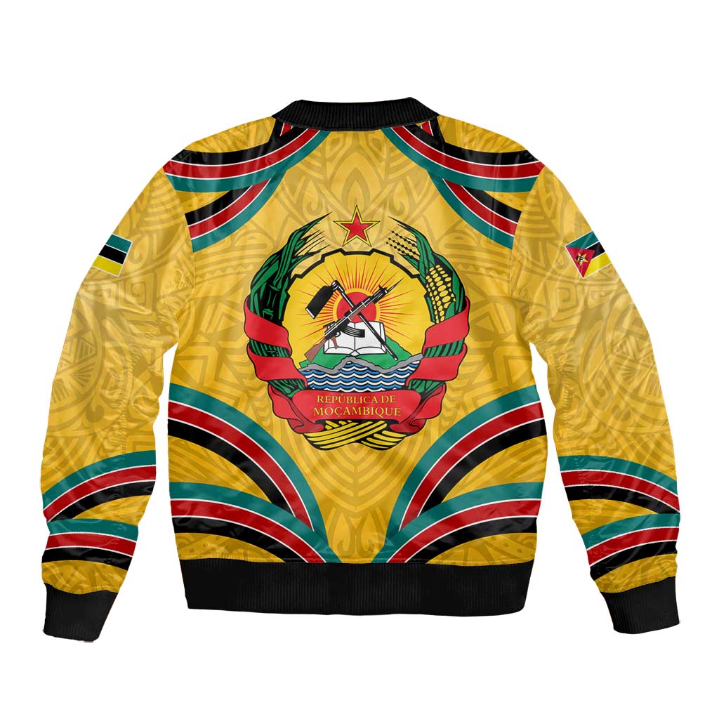 Mozambique Bomber Jacket Yellow Red Green Swirl Independence Day - African Pride