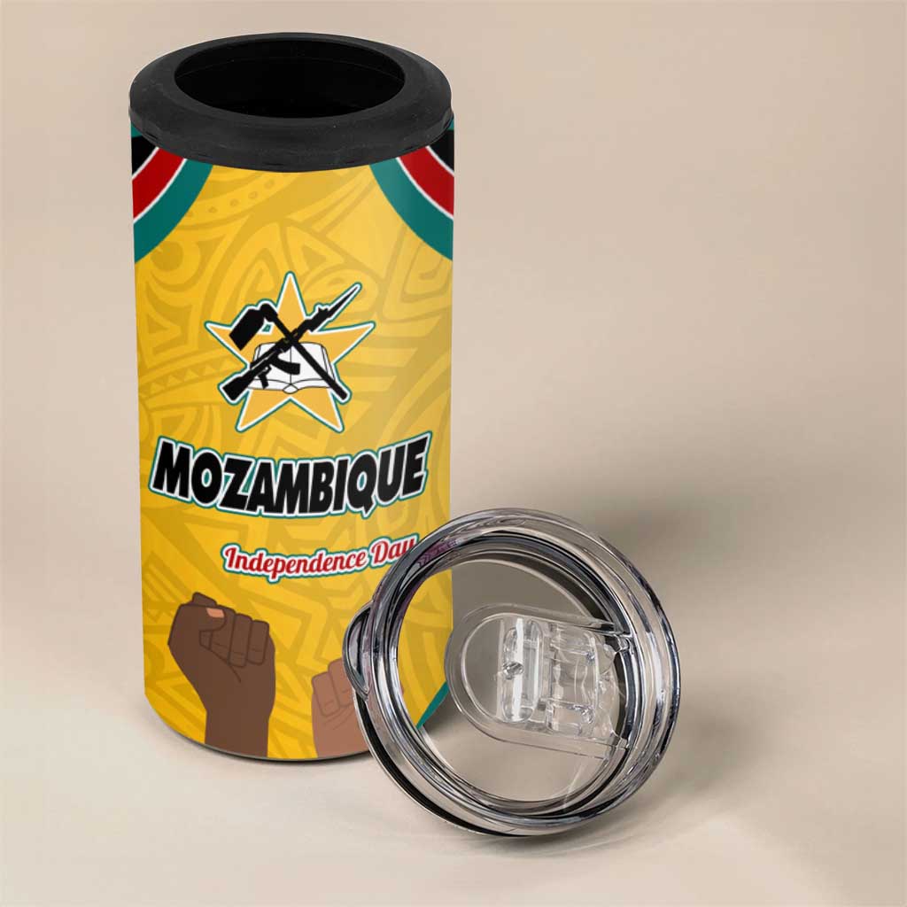 Mozambique 4 in 1 Can Cooler Tumbler Yellow Red Green Swirl Independence Day - African Pride