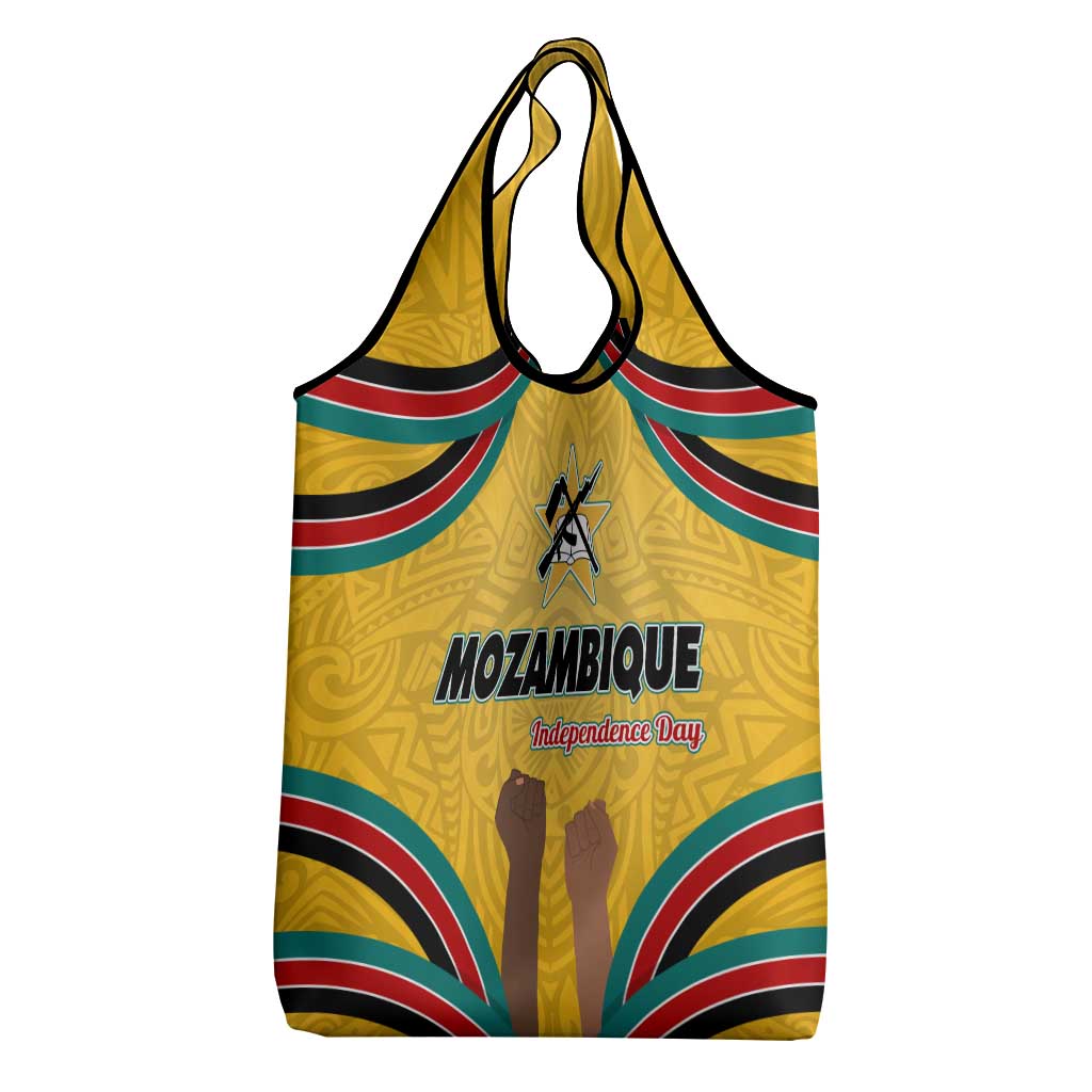 Mozambique Grocery Bag Yellow Red Green Swirl Independence Day - African Pride