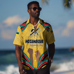 Mozambique Hawaiian Shirt Yellow Red Green Swirl Independence Day - African Pride
