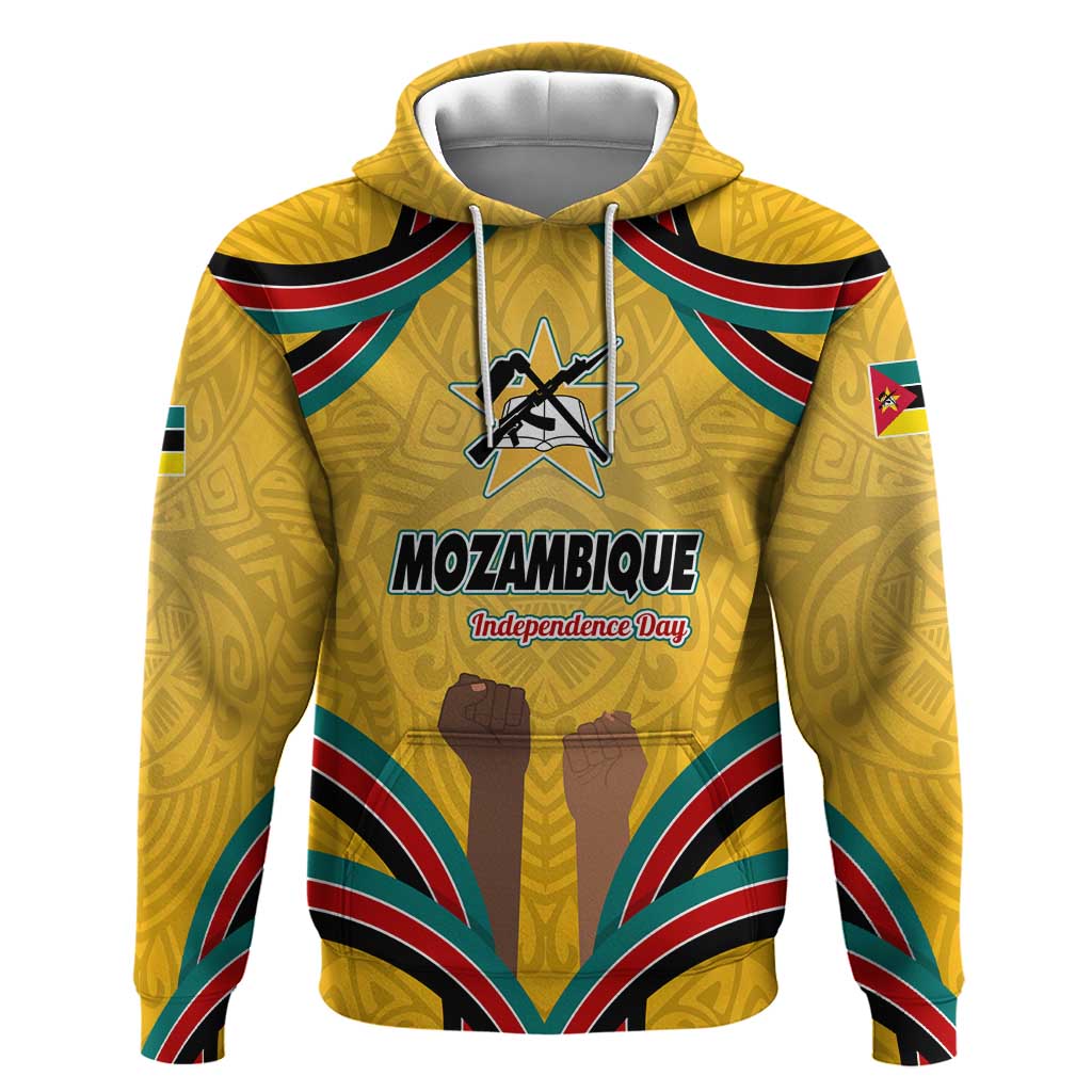 Mozambique Hoodie Yellow Red Green Swirl Independence Day - African Pride