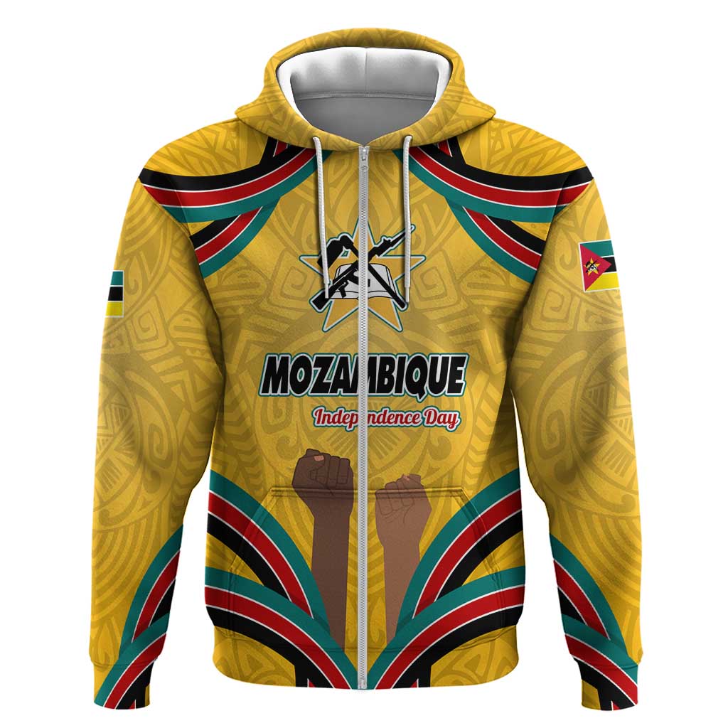 Mozambique Hoodie Yellow Red Green Swirl Independence Day - African Pride