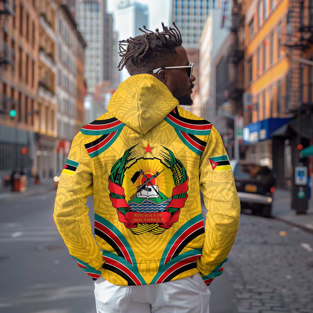 Mozambique Hoodie Yellow Red Green Swirl Independence Day - African Pride