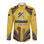 Mozambique Long Sleeve Button Shirt Yellow Red Green Swirl Independence Day - African Pride
