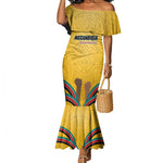 Mozambique Mermaid Dress Yellow Red Green Swirl Independence Day - African Pride