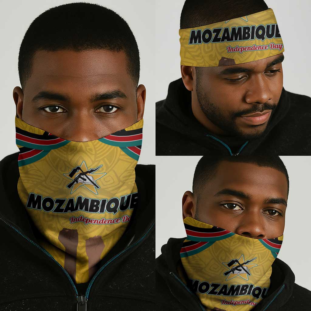 Mozambique Neck Gaiter Yellow Red Green Swirl Independence Day - African Pride