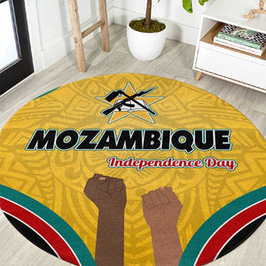 Mozambique Round Carpet Yellow Red Green Swirl Independence Day - African Pride