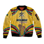 Mozambique Sleeve Zip Bomber Jacket Yellow Red Green Swirl Independence Day - African Pride